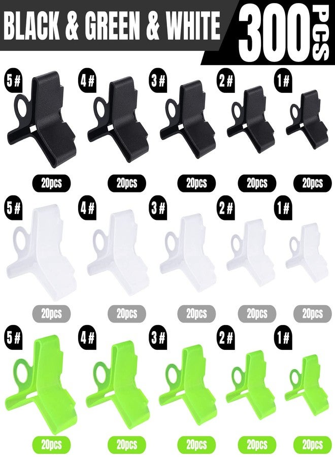 Leitee 300 Pcs Treble Hook Covers Assorted Sizes Fishing Hook Protector Bonnets Guard Safety Cap Protector, 5 Sizes(Black, Green, White) - Image 5